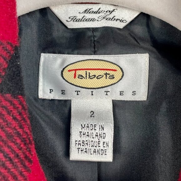 Talbots Wool Blend Red & Black Buffalo Plaid Blazer Silver Toggle Buttons 2P - Picture 6 of 16